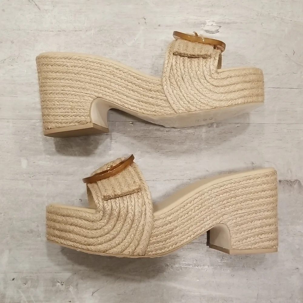 💕CULT GAIA💕 Cleia Jute Platform Sandals ~ Natural EU 41 Braided Raffia NWT